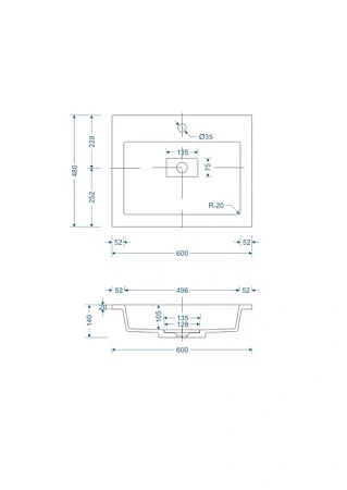Раковина Style Line LINE 600x480 СС-00002497 кварц, антрацит Раковина Style Line LINE 600x480 СС-00002497 кварц, антрацит