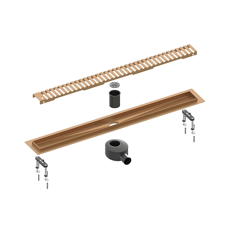 Душевой лоток TIMO Drain System 700 с вставкой lines, розовое золото Душевой лоток TIMO Drain System 700 с вставкой lines, розовое золото