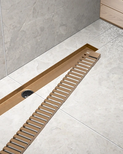 Душевой лоток TIMO Drain System 700 с вставкой lines, розовое золото Душевой лоток TIMO Drain System 700 с вставкой lines, розовое золото