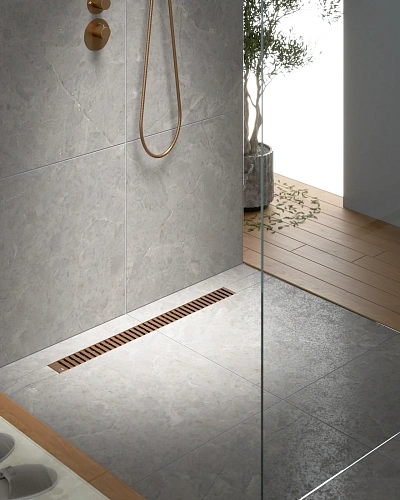 Душевой лоток TIMO Drain System 700 с вставкой lines, розовое золото Душевой лоток TIMO Drain System 700 с вставкой lines, розовое золото