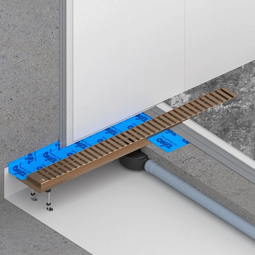 Душевой лоток TIMO Drain System 700 с вставкой lines, розовое золото Душевой лоток TIMO Drain System 700 с вставкой lines, розовое золото