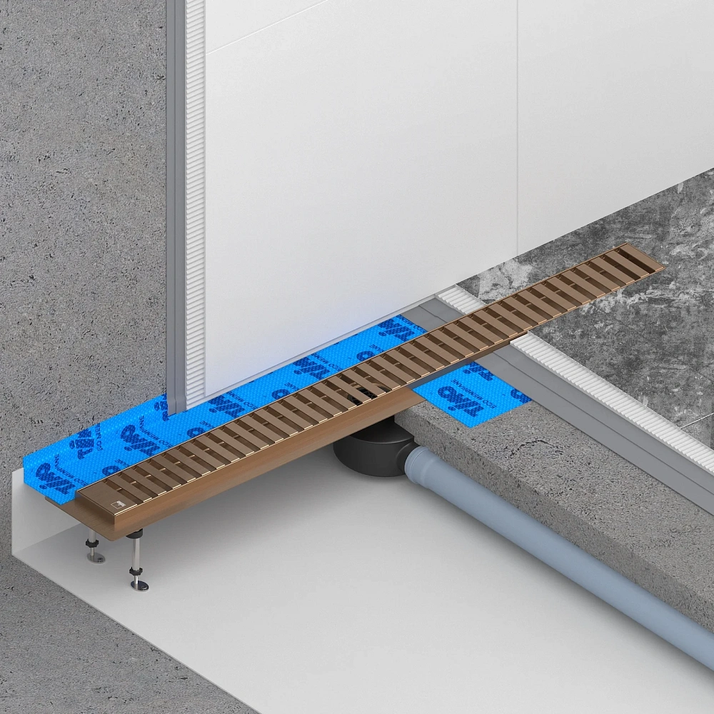Душевой лоток TIMO Drain System 800 с вставкой lines, розовое золото — Изображение 5