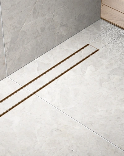 Душевой лоток TIMO Drain System 1000 с двусторонней панелью plate под плитку, розовое золото Душевой лоток TIMO Drain System 1000 с двусторонней панелью plate под плитку, розовое золото