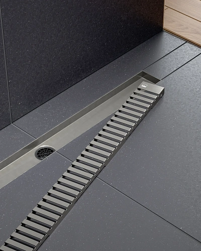 Душевой лоток TIMO Drain System 600 с вставкой lines, черное золото Душевой лоток TIMO Drain System 600 с вставкой lines, черное золото