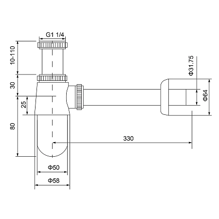 Сифон для раковины Timo 960/20L золото шлифованное Сифон для раковины Timo 960/20L золото шлифованное