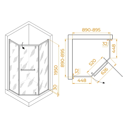 Душевой уголок RGW HO-084B 900x900 350608499-34 стекло тонированное (серое), профиль черный Душевой уголок RGW HO-084B 900x900 350608499-34 стекло тонированное (серое), профиль черный