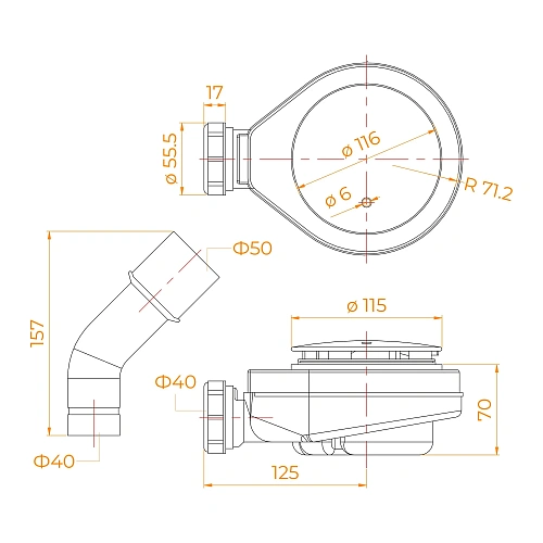 Сифон для поддона RGW S-16-1G 442416100-06 Сифон для поддона RGW S-16-1G 442416100-06