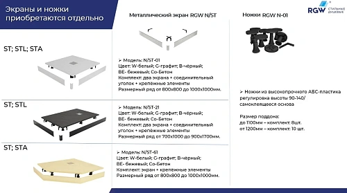 Душевой поддон RGW ST-W белый 900x1000 16152910-001 Душевой поддон RGW ST-W белый 900x1000 16152910-001