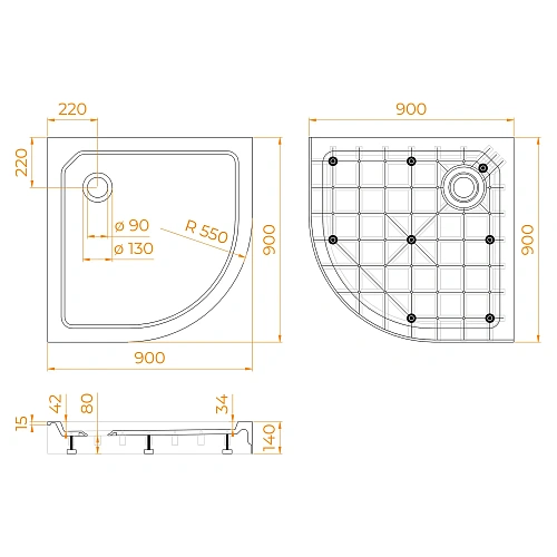 Душевой поддон RGW SMC/R-C 900x900 12350499-0101 с сифоном Душевой поддон RGW SMC/R-C 900x900 12350499-0101 с сифоном
