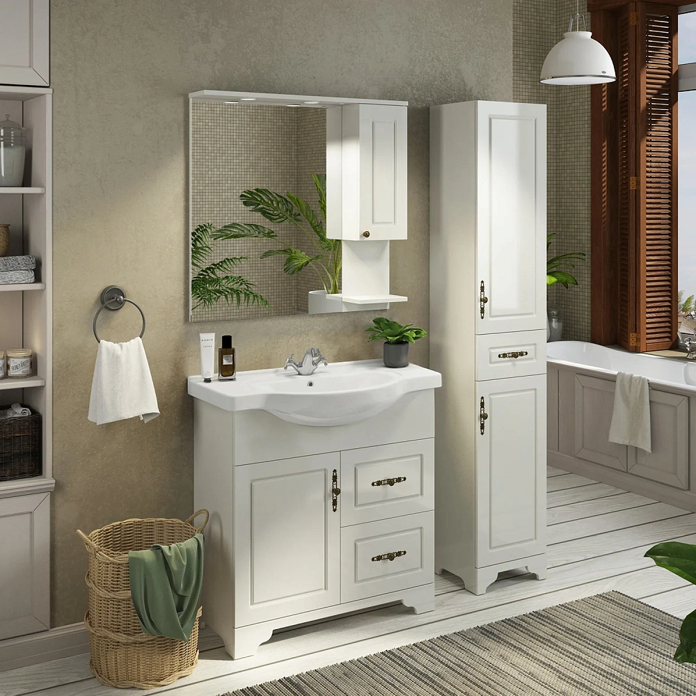 Зеркальный шкаф Comforty Севилья-85 слоновая кость — Изображение 2