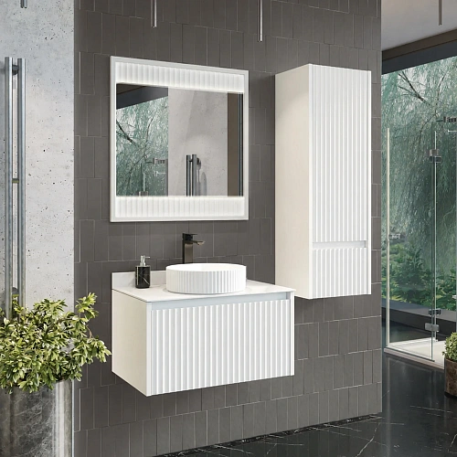 Тумба с раковиной Comforty Марсель-75 00-00022382CF подвесная, белая матовая со столешницей белого цвета, раковина 78728 Тумба с раковиной Comforty Марсель-75 00-00022382CF подвесная, белая матовая со столешницей белого цвета, раковина 78728