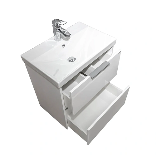 Тумба с раковиной Comforty Селенга-60 00-00022139CF подвесная, белый глянец раковина CF19696BX-60 Тумба с раковиной Comforty Селенга-60 00-00022139CF подвесная, белый глянец раковина CF19696BX-60