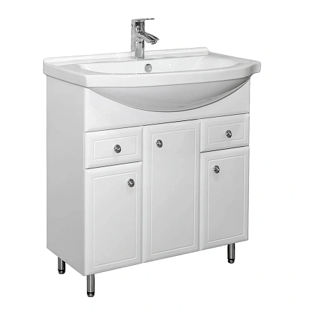 Тумба с раковиной Comforty Сочи-80 00-00022128CF белый глянец раковина Эльбрус 80 Тумба с раковиной Comforty Сочи-80 00-00022128CF белый глянец раковина Эльбрус 80