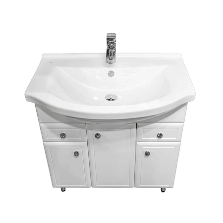 Тумба с раковиной Comforty Сочи-80 00-00022128CF белый глянец раковина Эльбрус 80 Тумба с раковиной Comforty Сочи-80 00-00022128CF белый глянец раковина Эльбрус 80