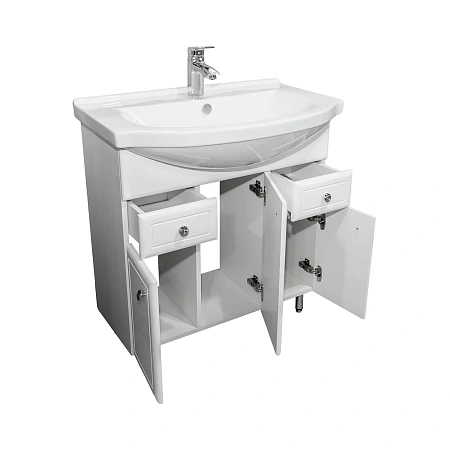 Тумба с раковиной Comforty Сочи-80 00-00022128CF белый глянец раковина Эльбрус 80 Тумба с раковиной Comforty Сочи-80 00-00022128CF белый глянец раковина Эльбрус 80