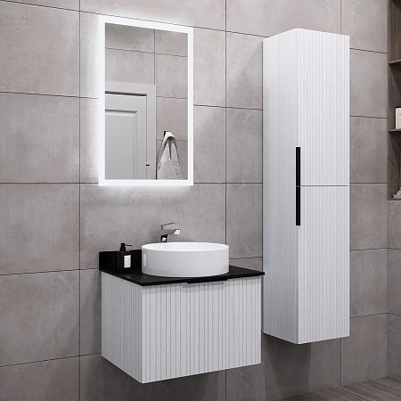 Тумба с раковиной Comforty Тосно-60 00-00020162CF ясень беленый с черной столешницей, раковина 9111 Тумба с раковиной Comforty Тосно-60 00-00020162CF ясень беленый с черной столешницей, раковина 9111