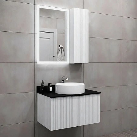 Тумба с раковиной Comforty Тосно-75 00-00008224CF ясень беленый с черной столешницей, раковина 9110 Тумба с раковиной Comforty Тосно-75 00-00008224CF ясень беленый с черной столешницей, раковина 9110