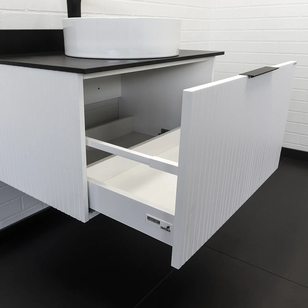 Тумба с раковиной Comforty Тосно-75 00-00008224CF ясень беленый с черной столешницей, раковина 9110 — Изображение 10