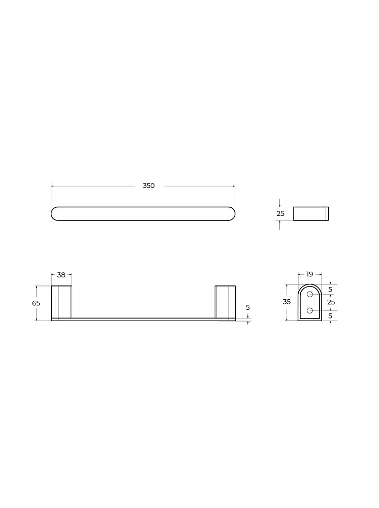 Полотенцедержатель CEZARES STYLUS-TH-30-BORO 30 см, брашированное золото — Изображение 2