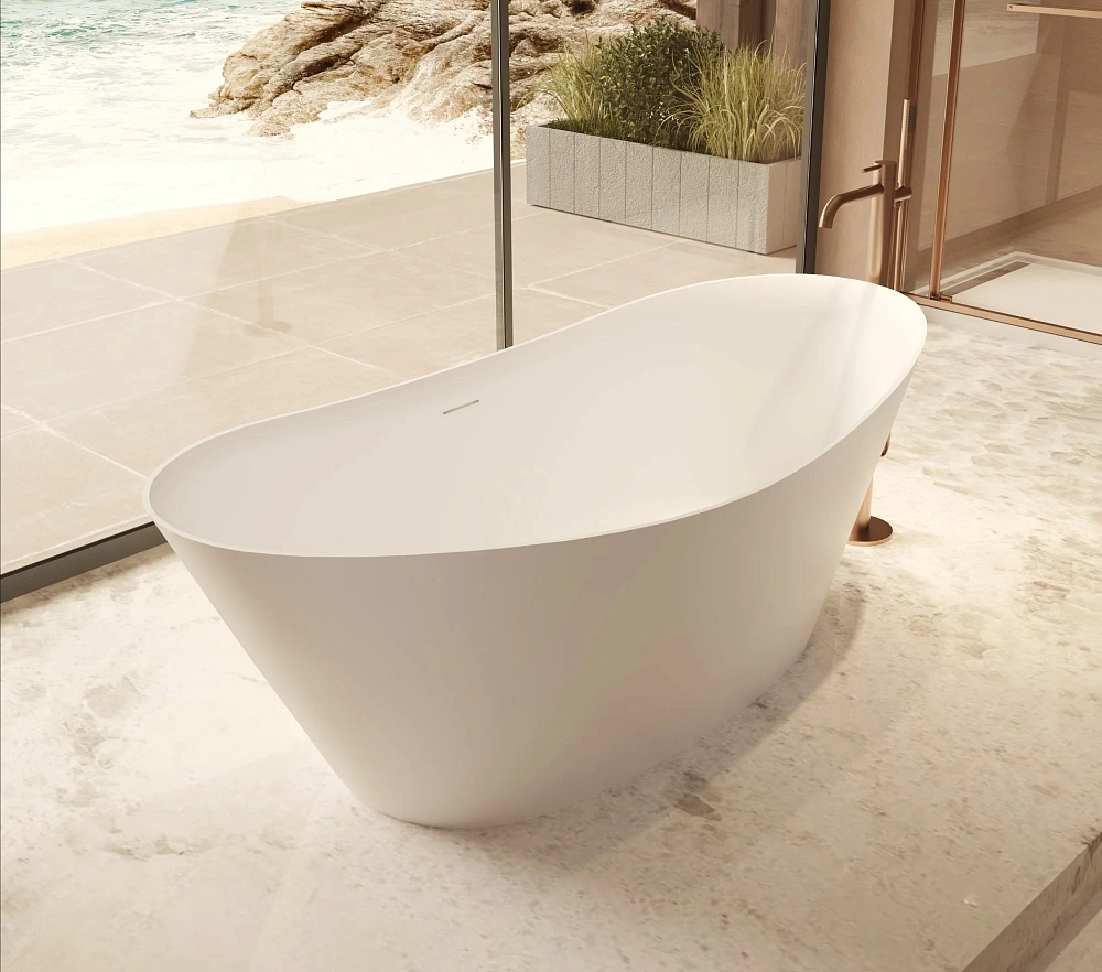 Ванна из искусственного камня Vincea VBT-4S08MW 1700x780x620 Solid Surface белый матовый — Изображение 3