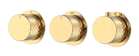 Смеситель для душа Boheme STICK DIAMOND 124-T-3-G.1 GOLD с термостатом, 3-проходной встраиваемый