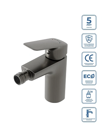 Смеситель для биде BelBagno DUE-BD-GM-W0 оружейная сталь