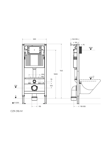 Инсталляция для унитаза CEZARES CZR-316-M Инсталляция для унитаза CEZARES CZR-316-M