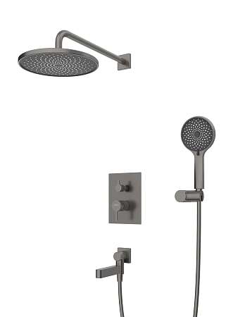 Душевая система BelBagno DELTA DEL2.0-VDSET-GM встраиваемая оружейная сталь