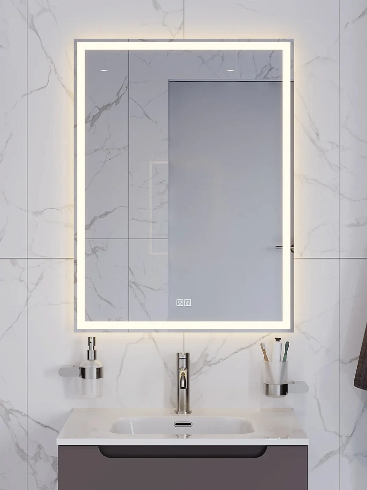 Зеркало BelBagno 600x30x800 SPC-GRT-600-800-LED-3000K-TCH-WARM с подсветкой, сенсором и подогревом — Изображение 8