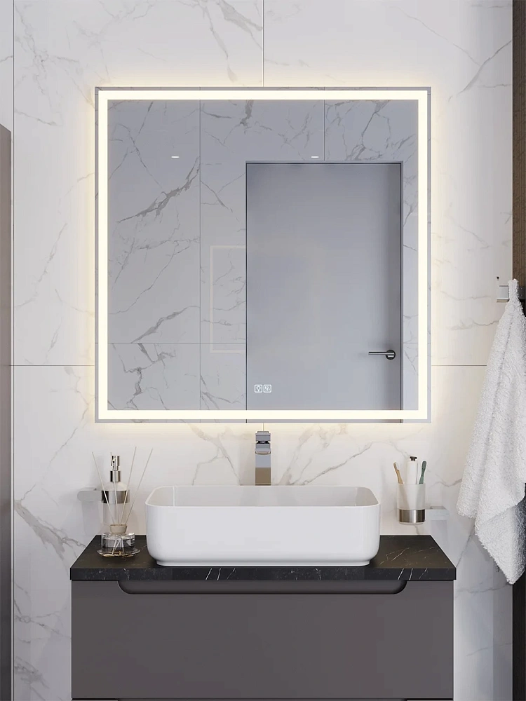Зеркало BelBagno 800x30x800 SPC-GRT-800-800-LED-3000K-TCH-WARM с подсветкой, сенсором и подогревом — Изображение 8