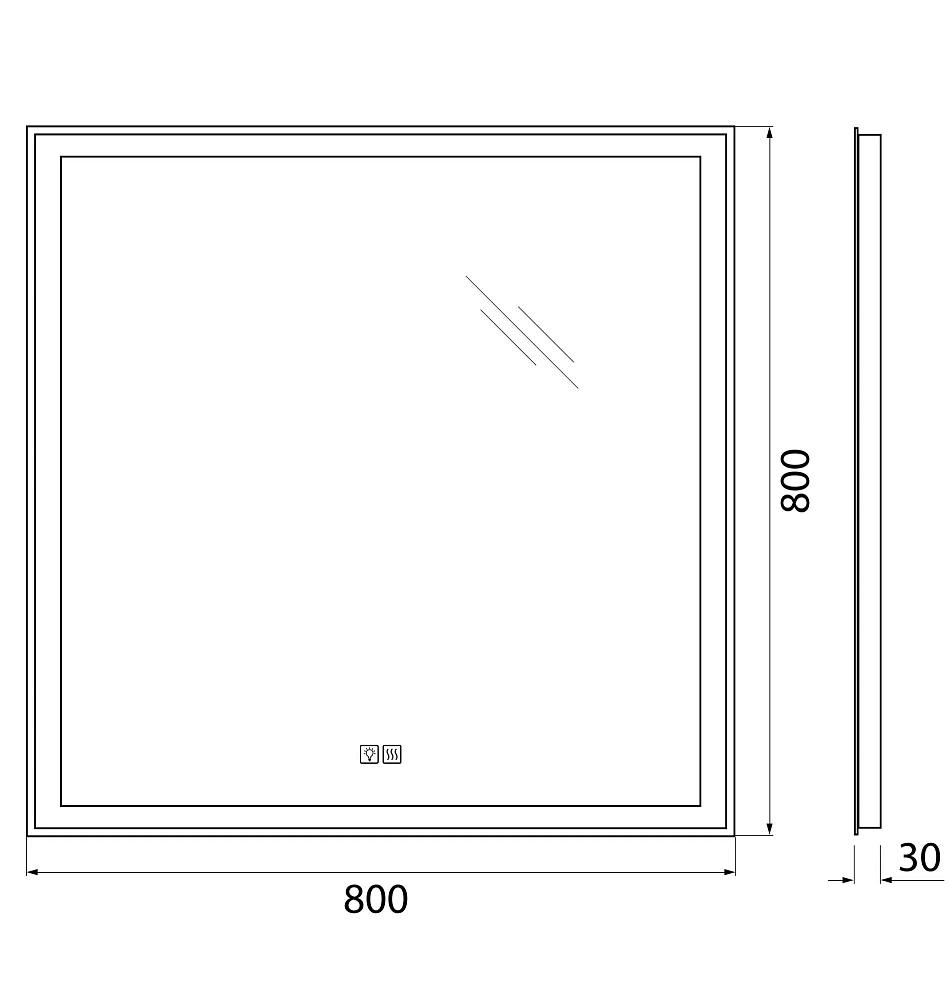 Зеркало BelBagno 800x30x800 SPC-GRT-800-800-LED-3000K-TCH-WARM с подсветкой, сенсором и подогревом — Изображение 9