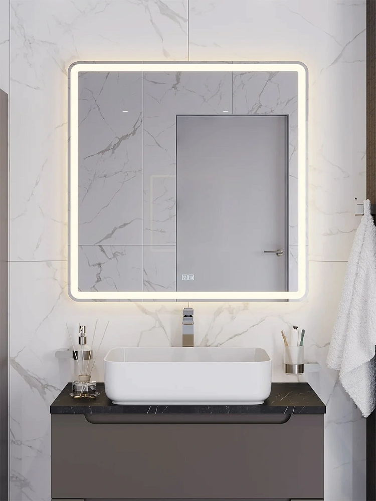 Зеркало BelBagno 800x30x800 SPC-MAR-800-800-LED-3000K-TCH-WARM с подсветкой, сенсором и подогревом — Изображение 8