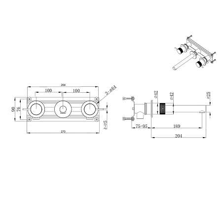 Смеситель для раковины ABBER Emotion 316 AF88121BRG-M для раковины скрытого монтажа, брашированное розовое золото Смеситель для раковины ABBER Emotion 316 AF88121BRG-M для раковины скрытого монтажа, брашированное розовое золото