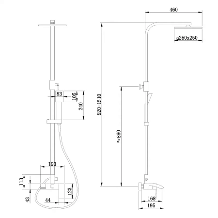 Душевая система ABBER Wasserfall AF8616GL с изливом, золото матовое Душевая система ABBER Wasserfall AF8616GL с изливом, золото матовое