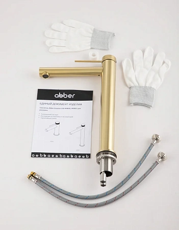 Смеситель для раковины ABBER Emotion 316 AF8811BG-L брашированное золото Смеситель для раковины ABBER Emotion 316 AF8811BG-L брашированное золото