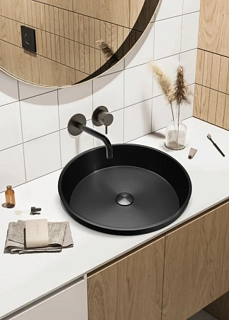 Раковина ABBER Wasser Kreis AF2408MB встраиваемая сверху, черная матовая Раковина ABBER Wasser Kreis AF2408MB встраиваемая сверху, черная матовая