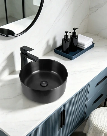 Раковина ABBER Wasser Kreis AF2407MB накладная, черная матовая Раковина ABBER Wasser Kreis AF2407MB накладная, черная матовая