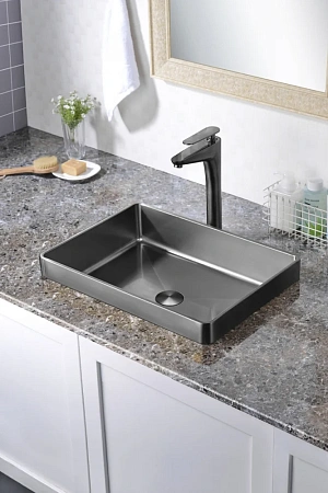 Раковина ABBER Wasser Kreis AF2401GM встраиваемая сверху, оружейная сталь Раковина ABBER Wasser Kreis AF2401GM встраиваемая сверху, оружейная сталь