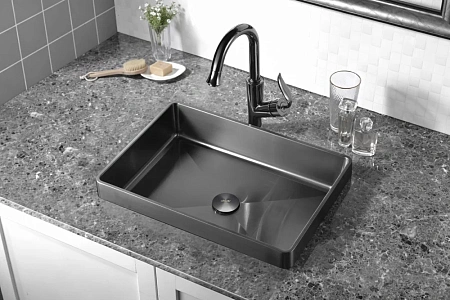 Раковина ABBER Wasser Kreis AF2401GM встраиваемая сверху, оружейная сталь Раковина ABBER Wasser Kreis AF2401GM встраиваемая сверху, оружейная сталь