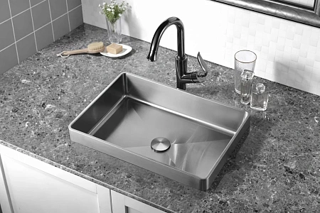 Раковина ABBER Wasser Kreis AF2401SP встраиваемая сверху, сатин Раковина ABBER Wasser Kreis AF2401SP встраиваемая сверху, сатин