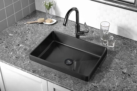 Раковина ABBER Wasser Kreis AF2401MB встраиваемая сверху, черная матовая Раковина ABBER Wasser Kreis AF2401MB встраиваемая сверху, черная матовая