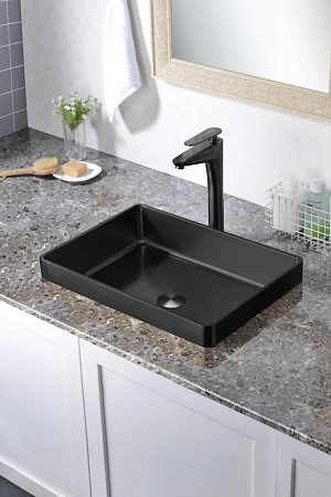 Раковина ABBER Wasser Kreis AF2401MB встраиваемая сверху, черная матовая Раковина ABBER Wasser Kreis AF2401MB встраиваемая сверху, черная матовая