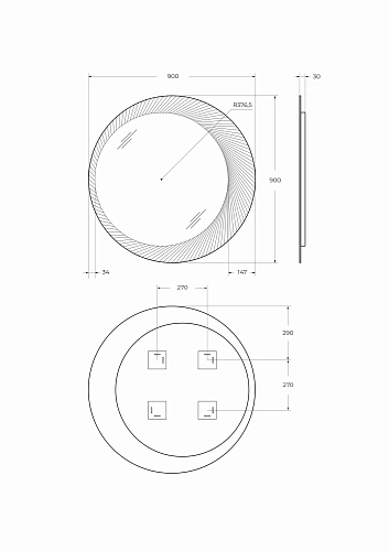 Зеркало CEZARES CZR-SPC-D900-LED 900x30 с лазерной гравировкой и контурной подсветкой, без выключателя Зеркало CEZARES CZR-SPC-D900-LED 900x30 с лазерной гравировкой и контурной подсветкой, без выключателя