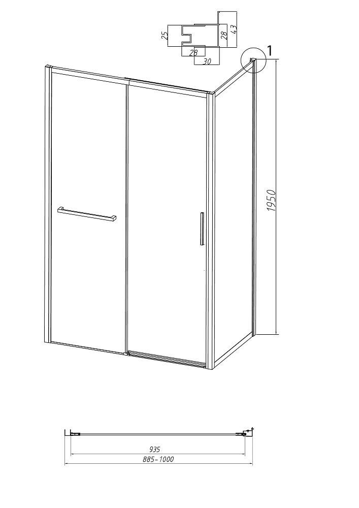 Боковая стенка Grossman Style 200.K33.05.100.10.02 (100х195) хром, стекло шиншилла — Изображение 8