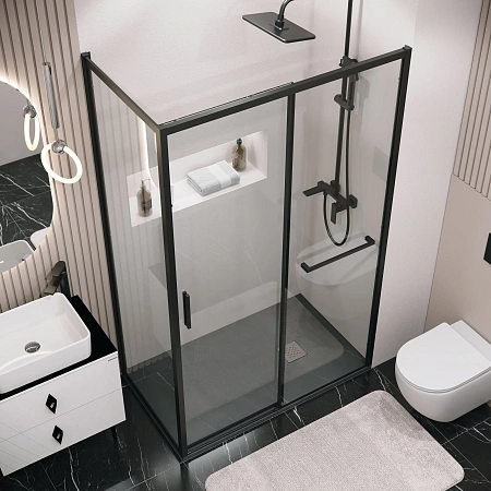 Боковая стенка Grossman Style 200.K33.05.100.21.00 (100х195) черный матовый, стекло прозрачное Боковая стенка Grossman Style 200.K33.05.100.21.00 (100х195) черный матовый, стекло прозрачное