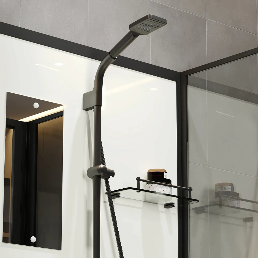 Душевая кабина Niagara Standart ST100/15Q/BL/BK (100х100х200) квадрат, поддон 15см, распашная, профиль черный, без крыши — Изображение 7