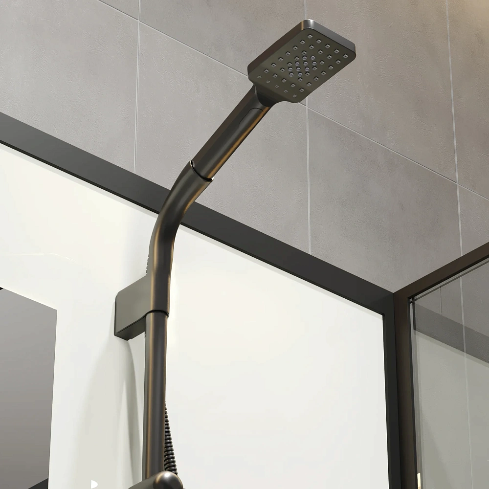 Душевая кабина Niagara Standart ST100/15Q/BL/BK (100х100х200) квадрат, поддон 15см, распашная, профиль черный, без крыши — Изображение 8