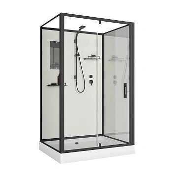 Душевая кабина Niagara Standart ST100/80/15Q/BL/BK (100х80х200) прямоугольник, поддон 15см, распашная, профиль черный, без крыши