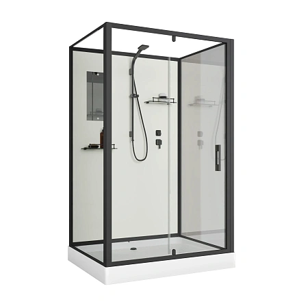 Душевая кабина Niagara Standart ST100/80/15Q/BL/BK (100х80х200) прямоугольник, поддон 15см, распашная, профиль черный, без крыши Душевая кабина Niagara Standart ST100/80/15Q/BL/BK (100х80х200) прямоугольник, поддон 15см, распашная, профиль черный, без крыши