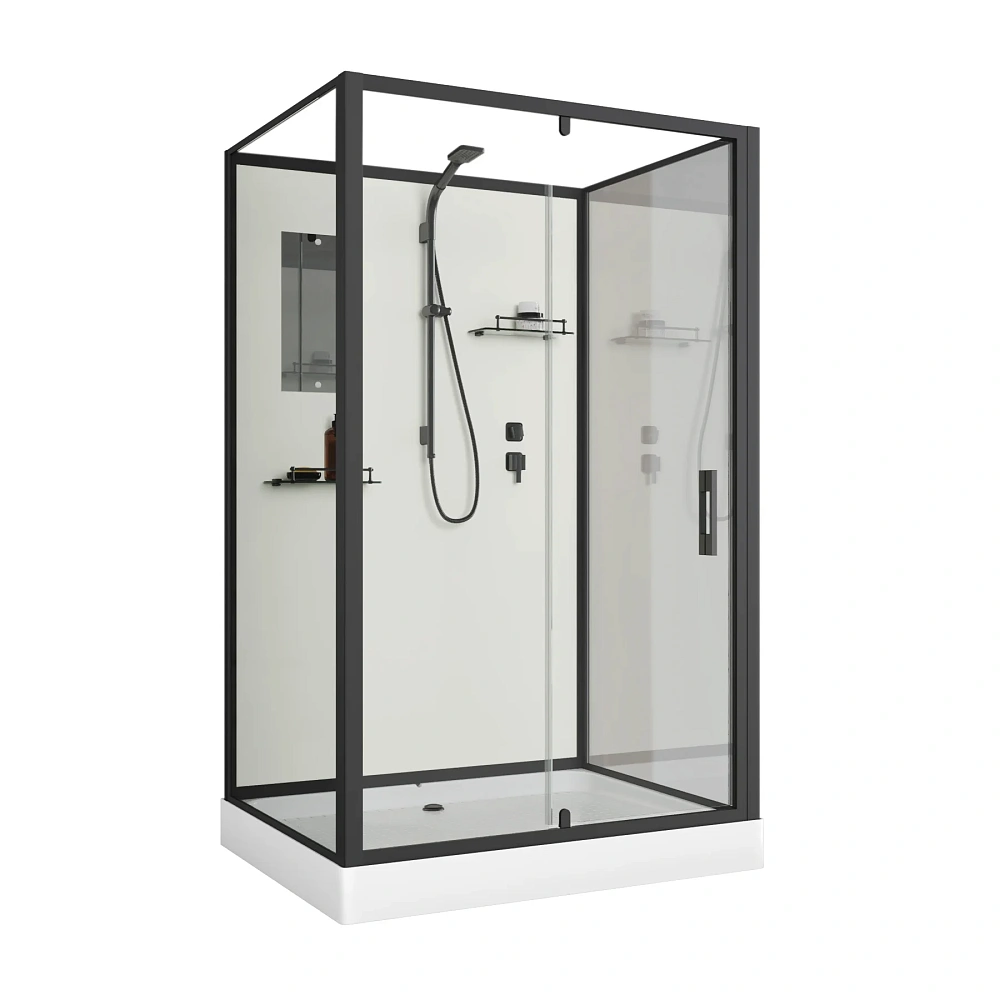 Душевая кабина Niagara Standart ST100/80/15Q/BL/BK (100х80х200) прямоугольник, поддон 15см, распашная, профиль черный, без крыши — Изображение 1